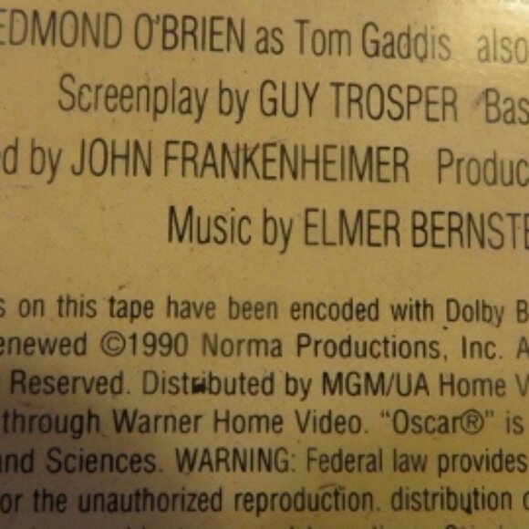 BIRDMAN OF ALCATRAZ - 1962 - VHS (1990 Release) - Picture 9 of 9